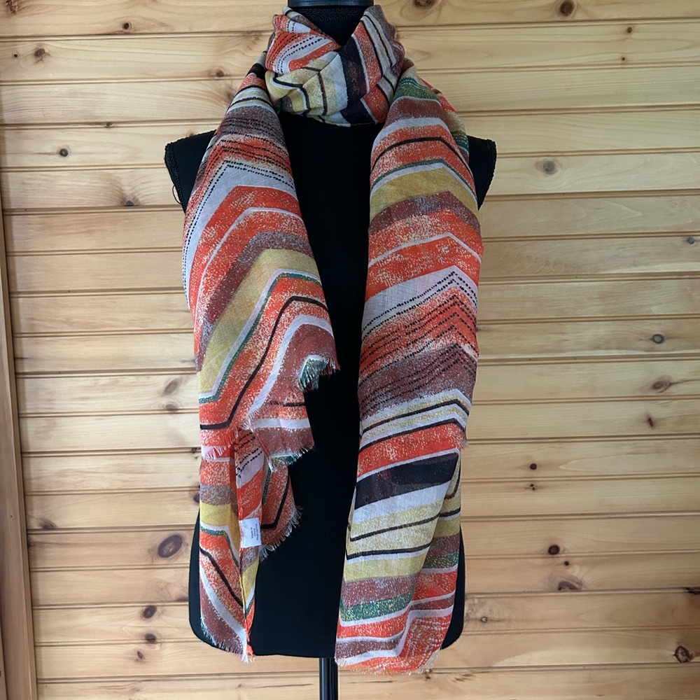 Chevron Patterned Sheer Fashion Scarf